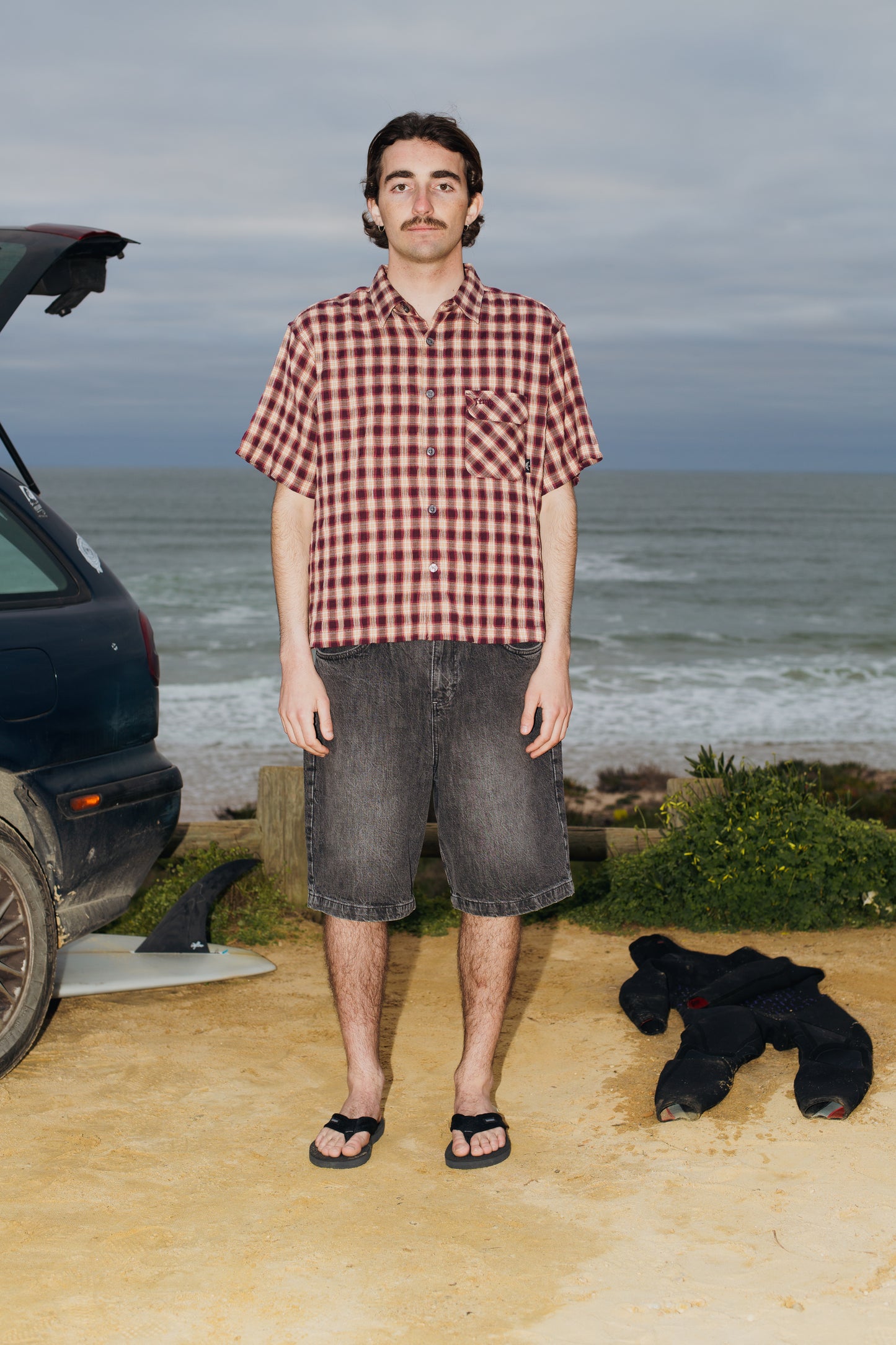 Crinkle Red Check Shirt