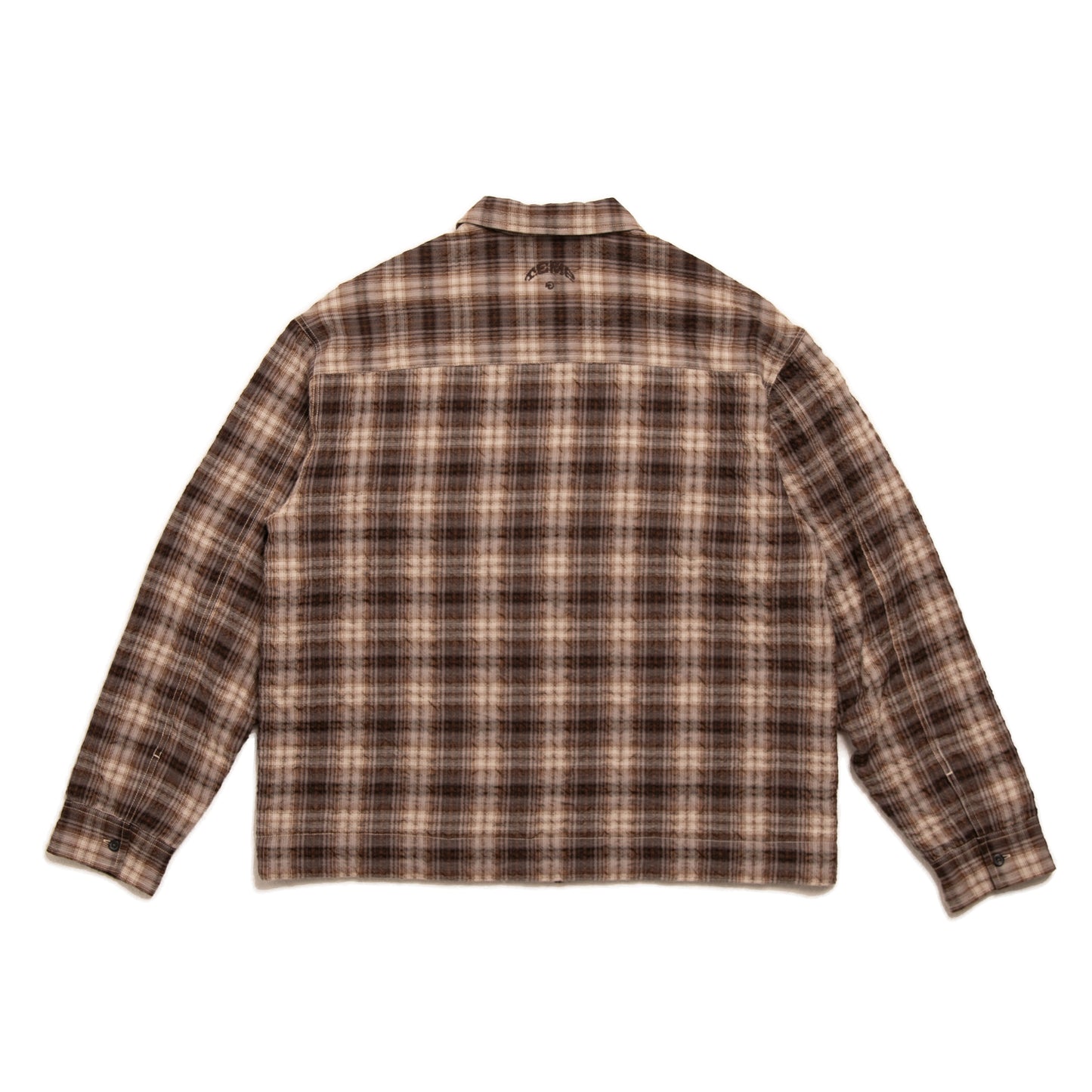 Brown Ripple Seersucker Check Shirt