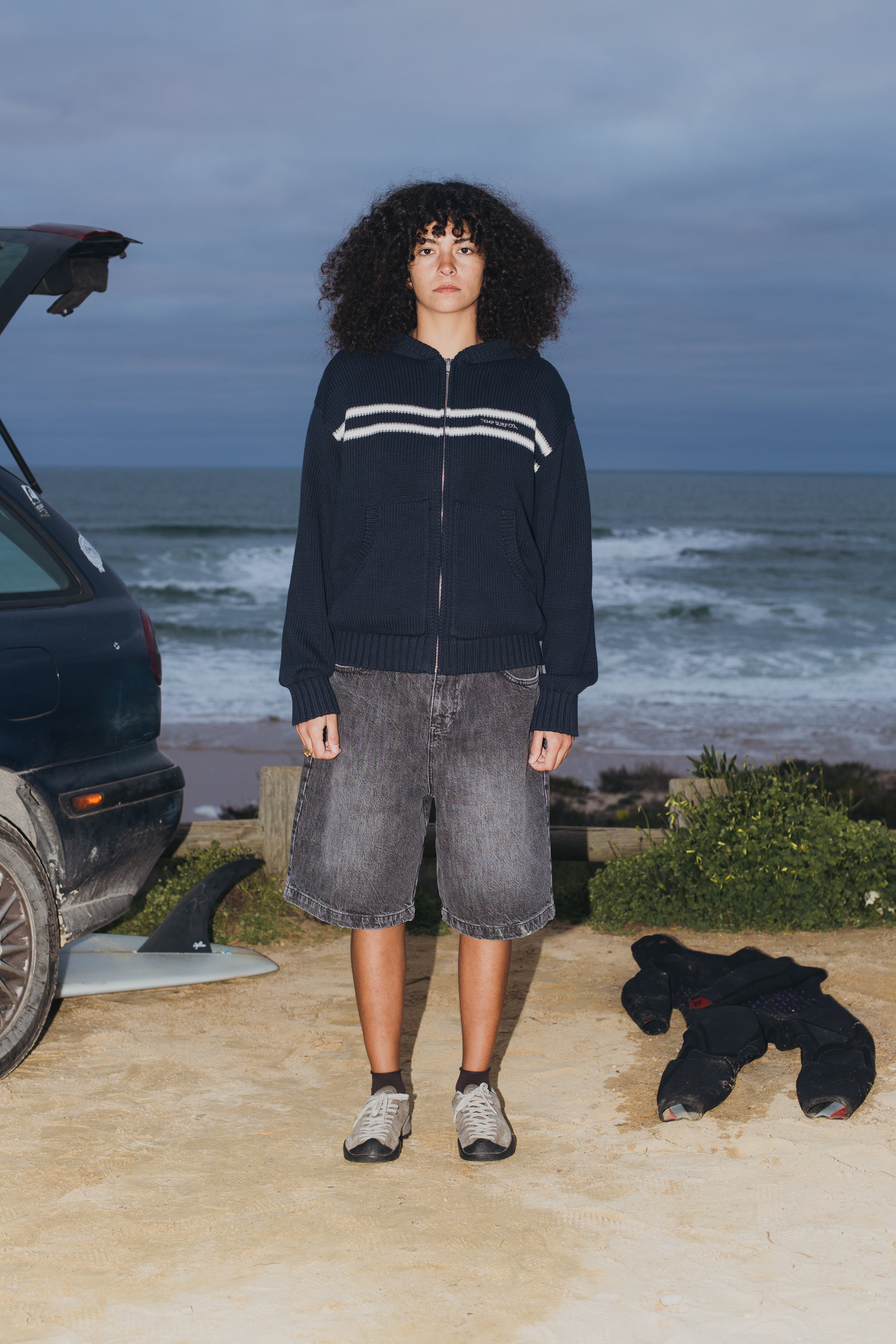 Navy Knit Hoodie